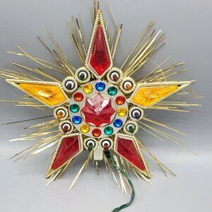 Vtg Christmas Jewel Star Tree Top 10 Light Crystal Holiday Ornament Indoor Use